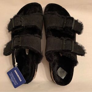 New Birkenstock black Arizona shearling size 41 US 10 Ladies
